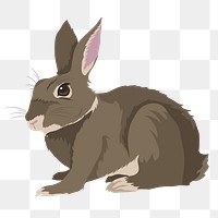 PNG brown rabbit illustration sticker, transparent background