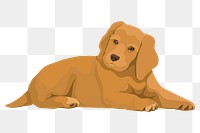 PNG Golden retriever puppy sticker, cute illustration, transparent background