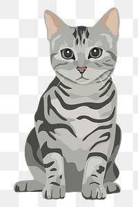 Cute kitten png sticker, American shorthair cat, transparent background