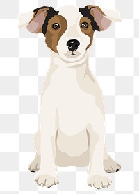 Cute puppy png sticker, Jack Russell Terrier baby dog illustration, transparent background