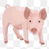 Cute piglet png illustration, farm animal, digital sticker, transparent background