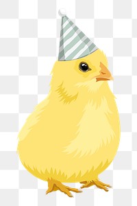 Baby chick png in party hat illustration sticker, transparent background