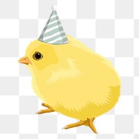 PNG baby chick in party hat illustration sticker, transparent background