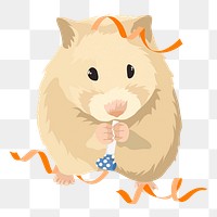 Party hamster png illustration, cute pet animal, celebration sticker, transparent background