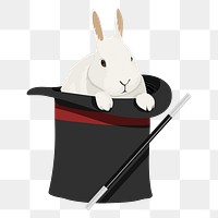 Magic trick png rabbit, entertainment illustration sticker, transparent background