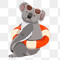 Koala png on summer vacation, Australian animal illustration sticker, transparent background