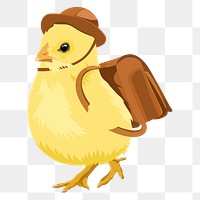 Baby chick png illustration, kindergarten student sticker, transparent background