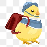 PNG baby chick illustration, kindergarten student sticker, transparent background