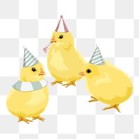 Party chicks png sticker, festive illustration clipart, transparent background