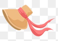 Summer hat png, pink ribbon illustration, sticker element, transparent background