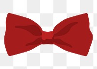 Red ribbon png, bow tie illustration, fashion accessory sticker, transparent background