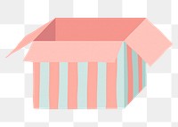 Open png gift box, pastel pink and blue, sticker in transparent background