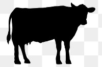 Dairy cow png silhouette, cattle farm animal, digital sticker, transparent background