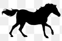 Horse png silhouette, running animal illustration sticker, transparent background