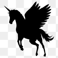 Unicorn png silhouette illustration sticker, transparent background