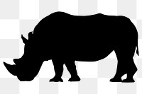 Rhinoceros png silhouette, safari animal illustration sticker, transparent background