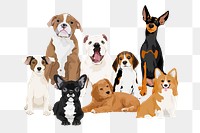 Dogs and puppies png illustration sticker, different breeds, transparent background