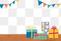 Png birthday border, paper craft design on transparent background