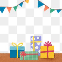 Png birthday border, paper craft design on transparent background