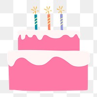 Png pink cake sticker, design on transparent background