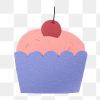 Png cupcake sticker, paper craft design on transparent background