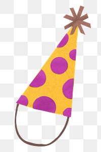 Party hat png sticker, paper craft design on transparent background