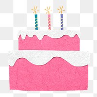 Png cake sticker, paper craft design on transparent background