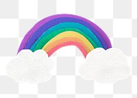 Png rainbow sticker, paper craft design on transparent background