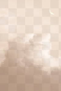 Beige png moon & clouds on transparent background