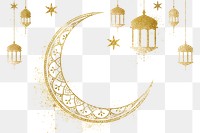 Gold png Ramadan sticker design on transparent background