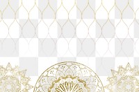 Gold mandala png border design on transparent background