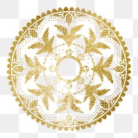 Gold png mandala, aesthetic sticker on transparent background