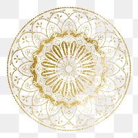 Gold png mandala, festive sticker on transparent background