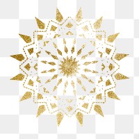 Festive gold png mandala sticker on transparent background