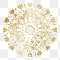 Festive gold png mandala sticker on transparent background