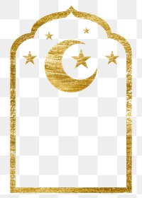 Festive gold png moon sticker on transparent background