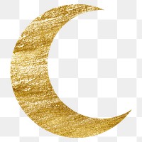 Festive gold png moon sticker on transparent background