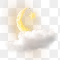 Png crescent moon, festive sticker on transparent background