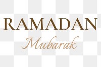 Ramadan Mubarak greeting typography design on transparent background