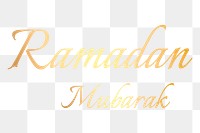 Ramadan Mubarak gold typography design on transparent background