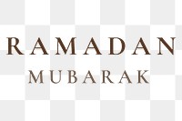 Ramadan Mubarak png greeting typography design on transparent background