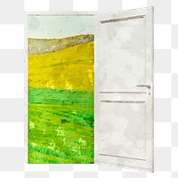 Nature behind door png clipart, abstract illustration