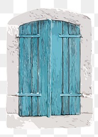 Rustic battened png window clipart, blue architecture illustration