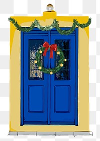 French door png clipart, Christmas decorations illustration