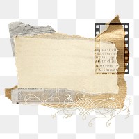 Vintage scrap collage png with film ephemera