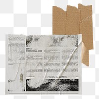 Vintage newspaper scraps png, transparent background