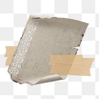 Ripped vintage scroll png, transparent background