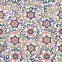 Chinoiserie floral png seamless pattern on transparent background