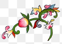 Flower png sticker, aesthetic vintage Chinese graphic, transparent background