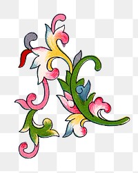 Oriental flower png sticker, Chinese decorative design element on transparent background